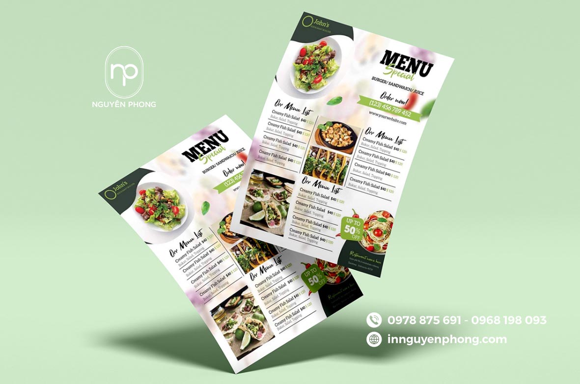 Dịch vụ in menu theo yêu cầu